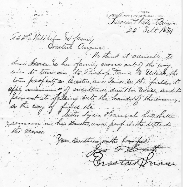 File:BH Wilhelm letter from Erastus Snow.png